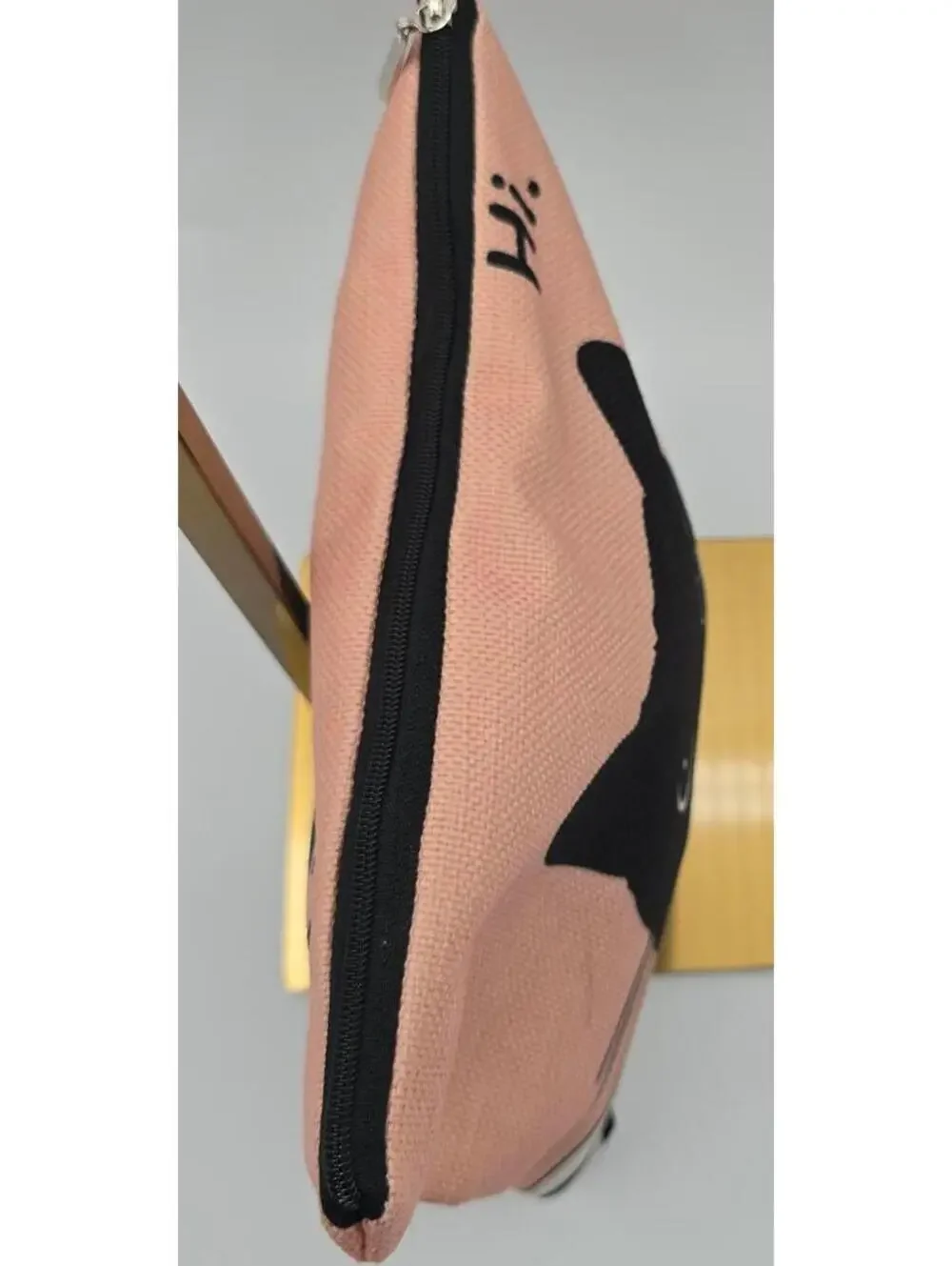 Cute Pink White and Black Cat Print Canvas Zipper Pouch/Makeup Bag